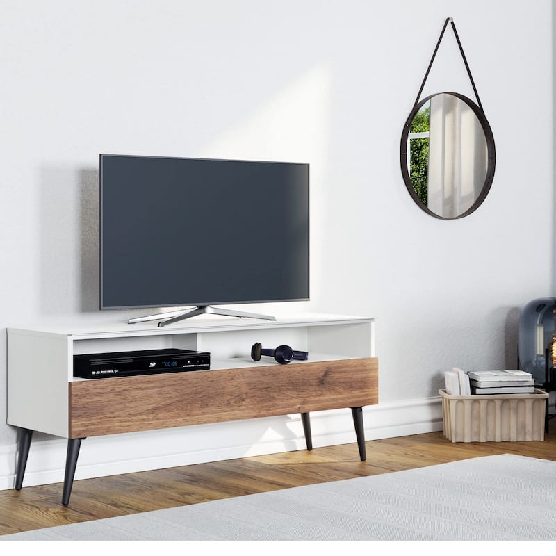 SONOROUS VL1200 Retro Wood TV Stand Support 65" with Solid Wood Legs